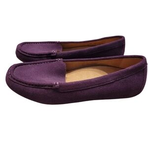 Vionic Debbie Suede Loafers Slip On Driving Moccasins Purple